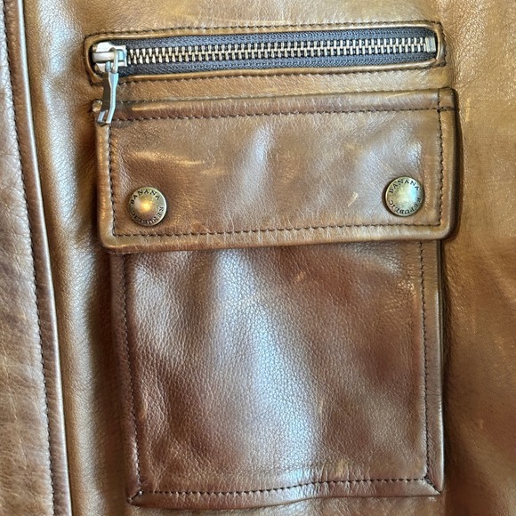 Banana Republic Heritage Mens XL Brown Leather Field Jacket Safari Style Utility - Picture 10 of 16